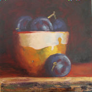 Barbara Porket  - earthenwear bowl with plums - oil