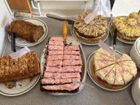 Homemade cakes for sale with tea